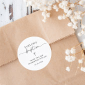 Minimalistische kruis gepersonaliseerde doop Dank Ronde Sticker