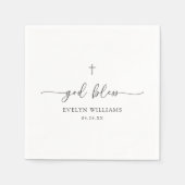 Minimalistische kruis gepersonaliseerde doop servet (Voorkant)