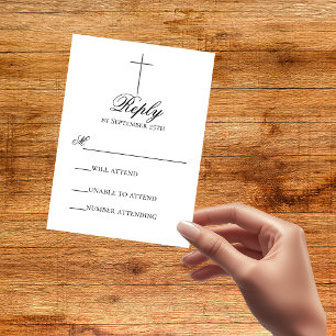 Minimalistische kruis-huwelijk christelijke RSVP k Kaartje