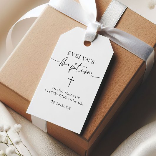 Minimalistische Kruis Persoonlijke Doop Dank Je Cadeaulabel