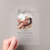 Minimalistische kruisdoop en doopboogfoto acryl uitnodigingen (Insitu (Draagbaar))