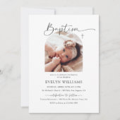 Minimalistische kruisdoop en doopfoto kaart (Voorkant)