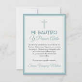 Minimalistische kruisdoop en eerste verjaardag bedankkaart (Voorkant)