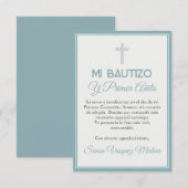 Minimalistische kruisdoop en eerste verjaardag bedankkaart (Voorkant / Achterkant)