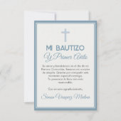 Minimalistische kruisdoop en eerste verjaardag bedankkaart (Voorkant)