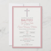 Minimalistische kruisdoop en eerste verjaardag kaart (Voorkant)