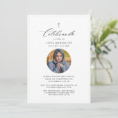 Minimalistische kruisfoto Spaanse Uitvaart Uitnodi Kaart (Staand voorkant)