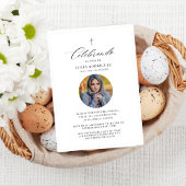 Minimalistische kruisfoto Spaanse Uitvaart Uitnodi Kaart