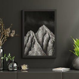 Minimalistische kunst aan de berglijn perfect poster