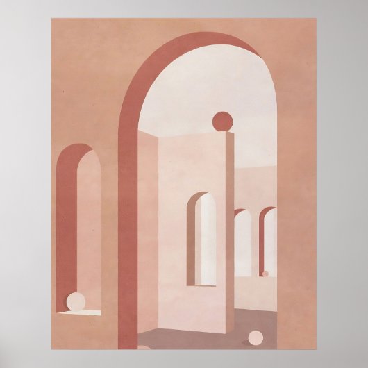 Minimalistische kunst Abstract terracotta boog geo Poster (Voorkant)