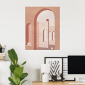 Minimalistische kunst Abstract terracotta boog geo Poster (Thuiskantoor)