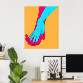 Minimalistische kunst Abstracte handen geometrisch Poster (Thuiskantoor)