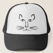Minimalistische kunst kat gezicht schets trucker pet (Voorkant)