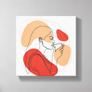 Minimalistische kunst met koffie – Modern Acry Canvas Afdruk