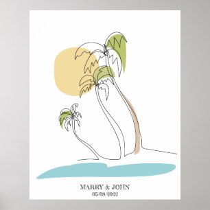minimalistische kunstpalmboom voegt jouw naam toe poster