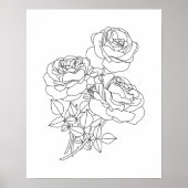Minimalistische kunsttekening van de Floral Line Poster (Voorkant)