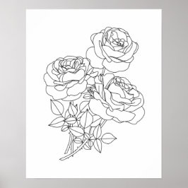Minimalistische kunsttekening van de Floral Line Poster