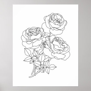 Minimalistische kunsttekening van de Floral Line Poster
