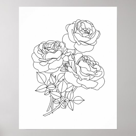 Minimalistische kunsttekening van de Floral Line Poster (Voorkant)
