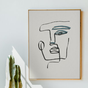 Minimalistische kunsttekening van de gezichtslijn poster