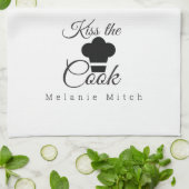 Minimalistische kus op het Logo van de Cook Chef P Theedoek (Gevouwen)