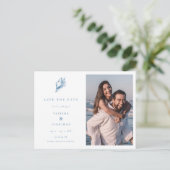 Minimalistische Kust Bloemen Zeeschelp Foto bruilo Aankondigingskaart (Staand voorkant)