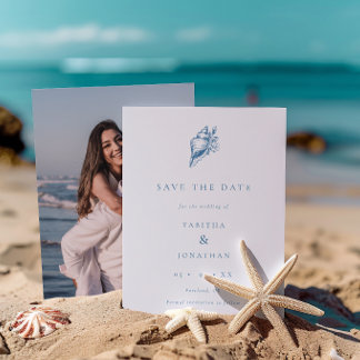 Minimalistische Kust Bloemen Zeeschelp Foto bruilo Save The Date