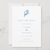 Minimalistische Kust Bloemen Zeeschelp Foto bruilo Save The Date (Voorkant)