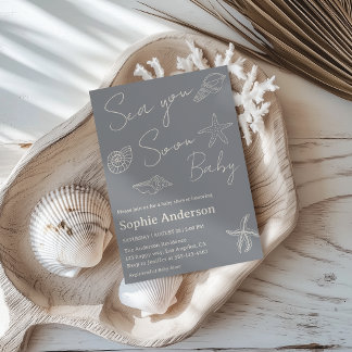 Minimalistische Kust "Sea You Soon Baby" Baby Show Kaart