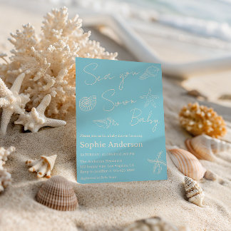Minimalistische Kust "Sea You Soon Baby" Baby Show Kaart