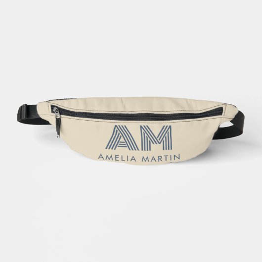 Minimalistische kustblauwe aangepaste monogram heuptasje (Voorkant)