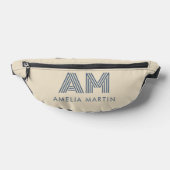 Minimalistische kustblauwe aangepaste monogram heuptasje (Liggend)