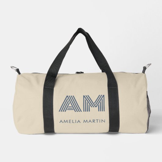 Minimalistische kustblauwe aangepaste monogram kle plunjezak (Voorkant)