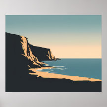 Minimalistische kustkliffen Gouden zonsondergang s