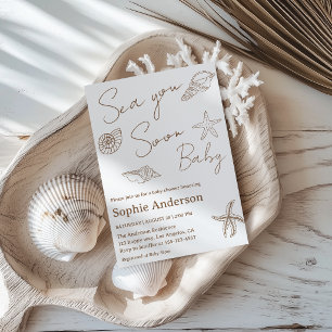Minimalistische Kustzee Baby Shower Binnenkort Kaart