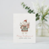 Minimalistische Kute IJsbeer Kerstmis Briefkaart (Staand voorkant)