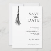 Minimalistische Kwast Afstudeerfeest Save The Date (Voorkant)