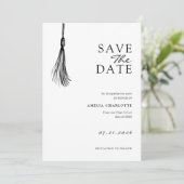 Minimalistische Kwast Afstudeerfeest Save The Date (Staand voorkant)