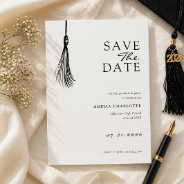 Minimalistische Kwast Afstudeerfeest Save The Date
