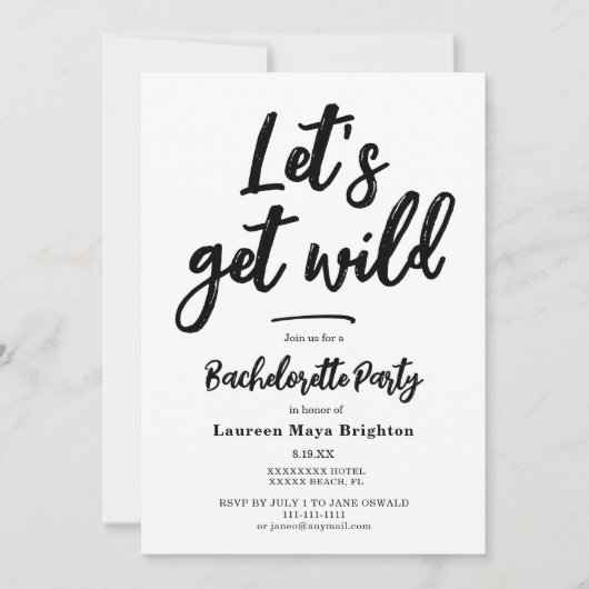 Minimalistische Laat ons wild worden Bachelorette- Kaart (Voorkant)