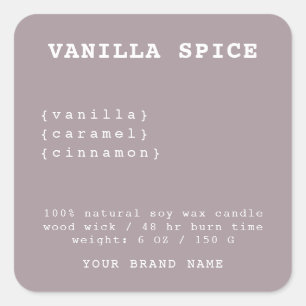 Minimalistische label voor paarse kaars