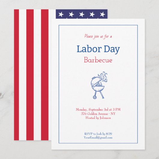Minimalistische Labor Day Barbecue Feest Kaart (Voorkant / Achterkant)