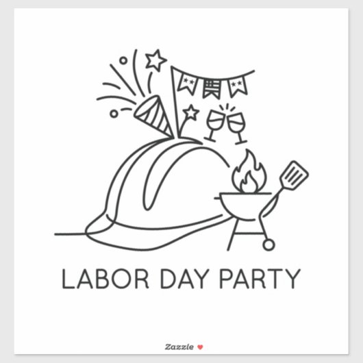 Minimalistische Labor Day-feestharde hoed & Grill Sticker (Vel)