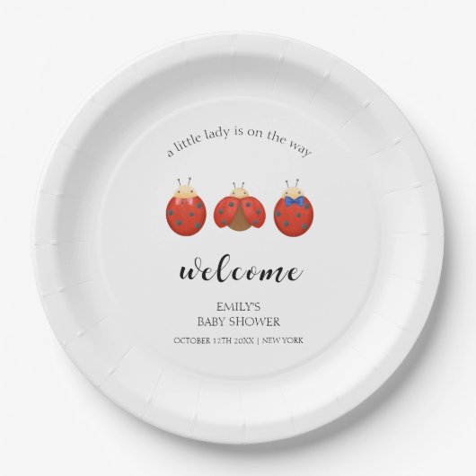 Minimalistische Ladybug Family Baby shower Welkom Papieren Bordje (Voorkant)