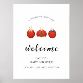 Minimalistische Ladybug Family Baby shower Welkom Poster