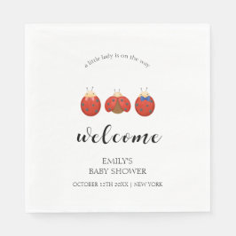 Minimalistische Ladybug Family Baby shower Welkom Servet
