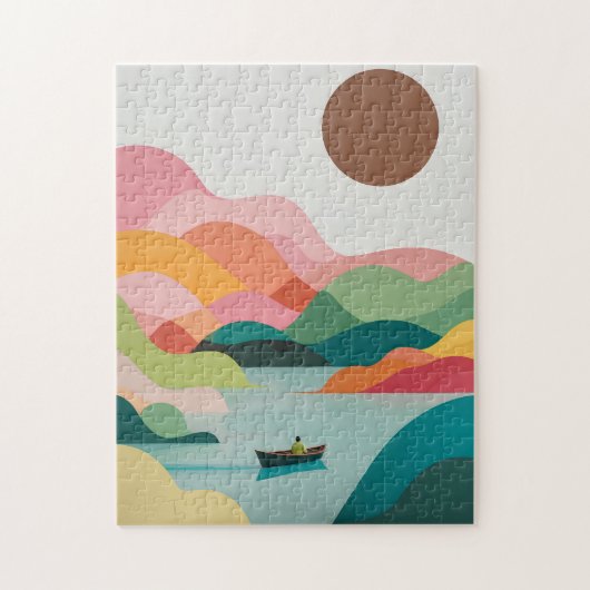 Minimalistische Lake Landscape Puzzel - Serene kun (Verticaal)