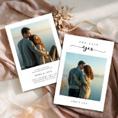 Minimalistische Lake Sunset Photo Engagement Party Kaart