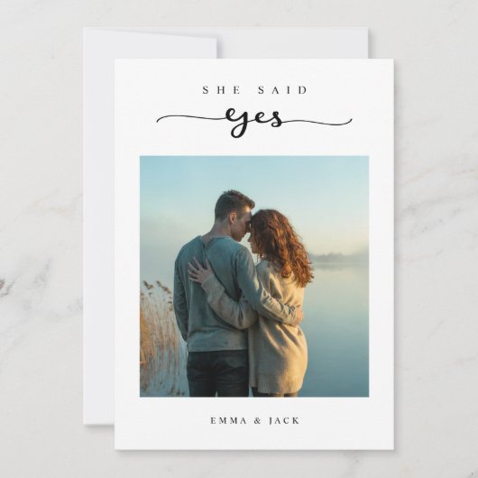 Minimalistische Lake Sunset Photo Engagement Party Kaart (Voorkant)