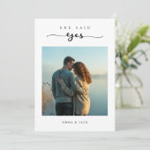 Minimalistische Lake Sunset Photo Engagement Party Kaart (Staand voorkant)